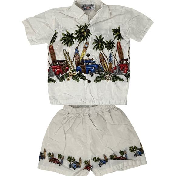 Pacific Legend 100% Cotton Kids 4T Hawaiian Shirt & Shorts Outfit Made in Hawaii - Picture 1 of 7